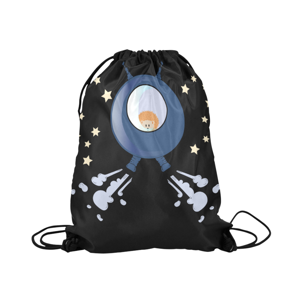 Hedgehog in space. spacecraft. Large Drawstring Bag Model 1604 (Twin Sides)  16.5"(W) * 19.3"(H)