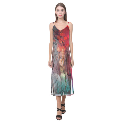 Colors of Love by Nico Bielow V-Neck Open Fork Long Dress(Model D18)