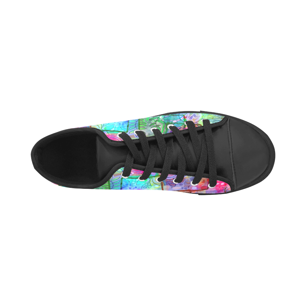Rainbow Floral Doodle Aquila Microfiber Leather Women's Shoes/Large Size (Model 031)
