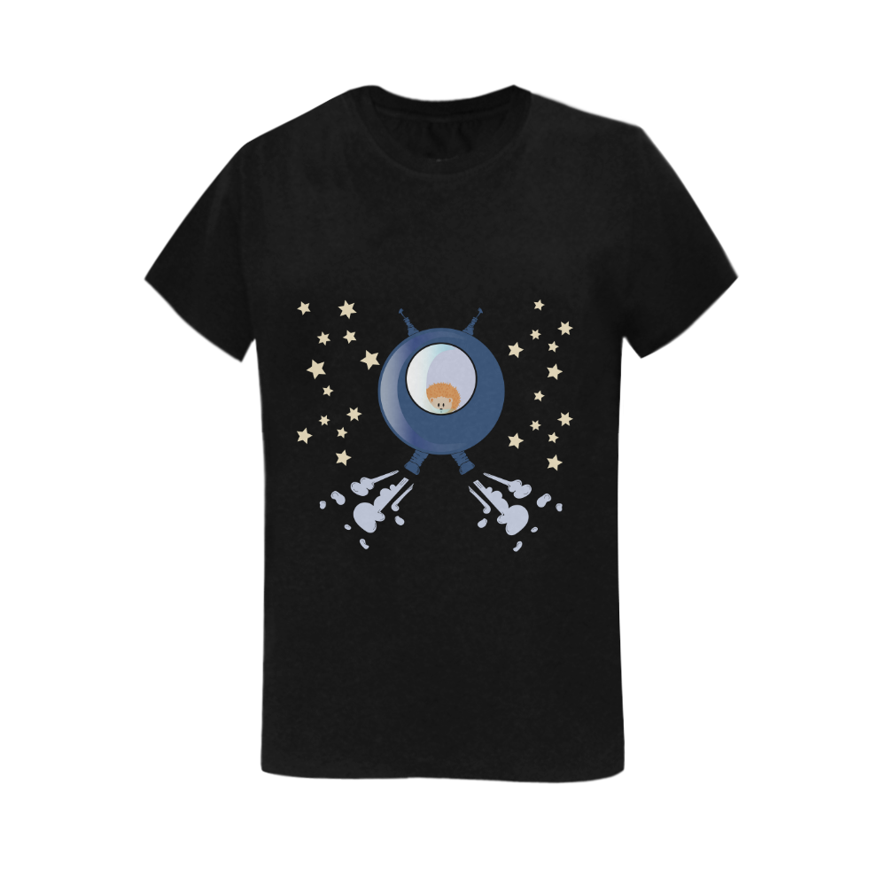 Hedgehog in space. spacecraft. Women's T-Shirt in USA Size (Two Sides Printing)