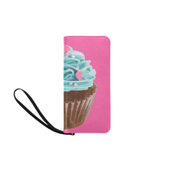 Blue Cupcake, Pink Sprinkles, Chocolate Brown, on Pink Women's Clutch Purse (Model 1637)