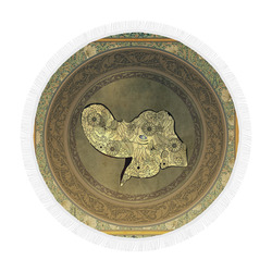 Mandala of cute elephant Circular Beach Shawl 59"x 59"