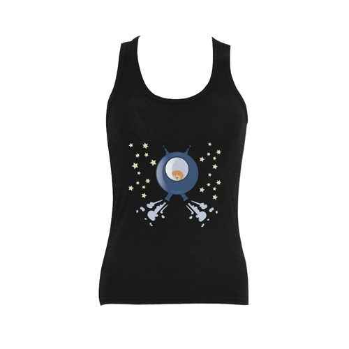 Hedgehog in space. spacecraft. Women's Shoulder-Free Tank Top (Model T35)