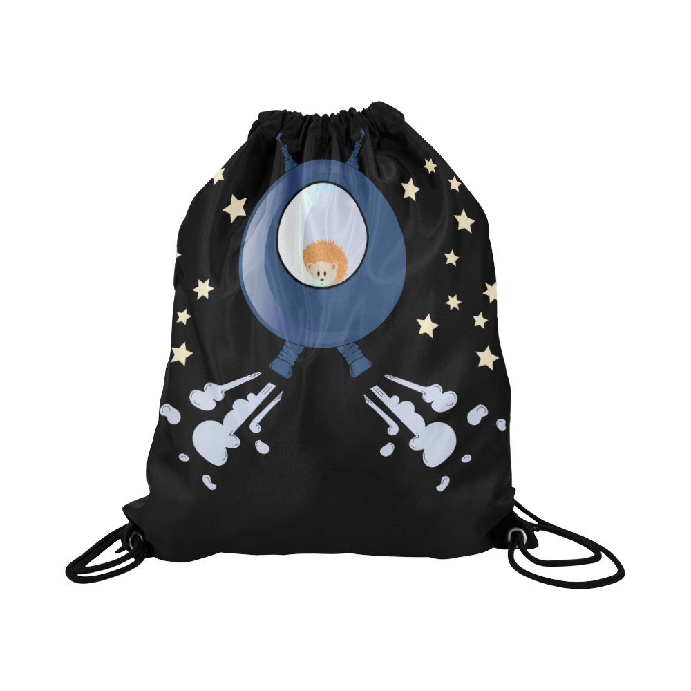 Hedgehog in space. spacecraft. Large Drawstring Bag Model 1604 (Twin Sides)  16.5"(W) * 19.3"(H)