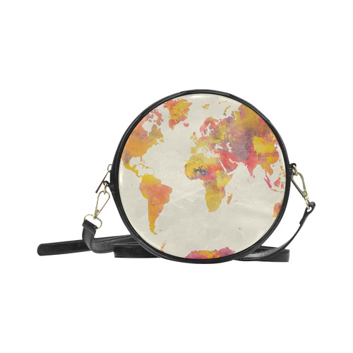 world map Round Sling Bag (Model 1647)