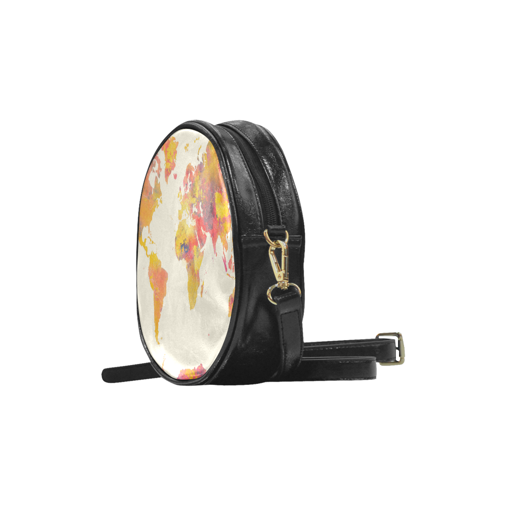 world map Round Sling Bag (Model 1647)