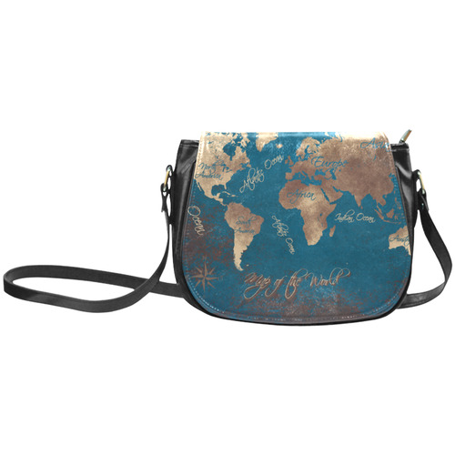 world map Classic Saddle Bag/Large (Model 1648)