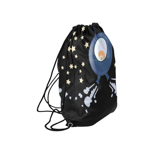 Hedgehog in space. spacecraft. Large Drawstring Bag Model 1604 (Twin Sides)  16.5"(W) * 19.3"(H)