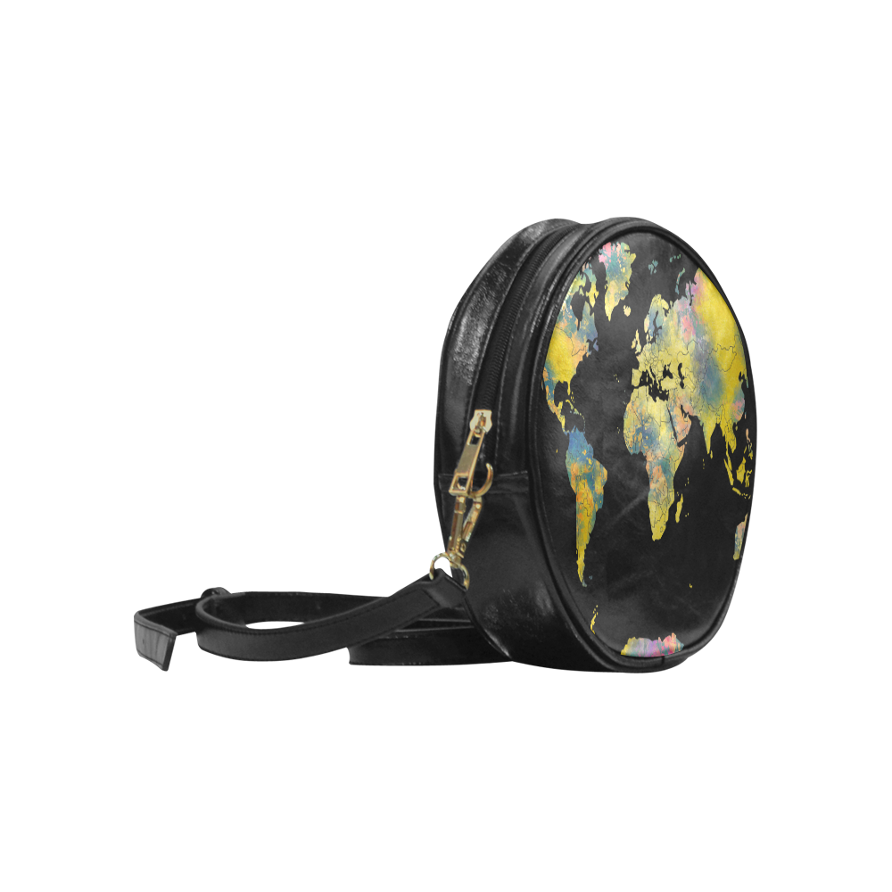 world map Round Sling Bag (Model 1647)