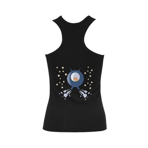 Hedgehog in space. spacecraft. Women's Shoulder-Free Tank Top (Model T35)