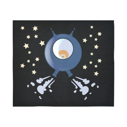 Hedgehog in space. spacecraft. Cotton Linen Wall Tapestry 60"x 51"