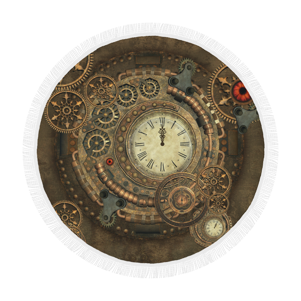 Steampunk, awesome clockwork Circular Beach Shawl 59"x 59"