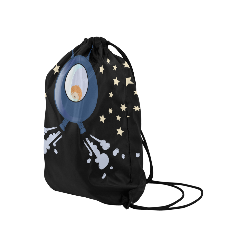 Hedgehog in space. spacecraft. Large Drawstring Bag Model 1604 (Twin Sides)  16.5"(W) * 19.3"(H)