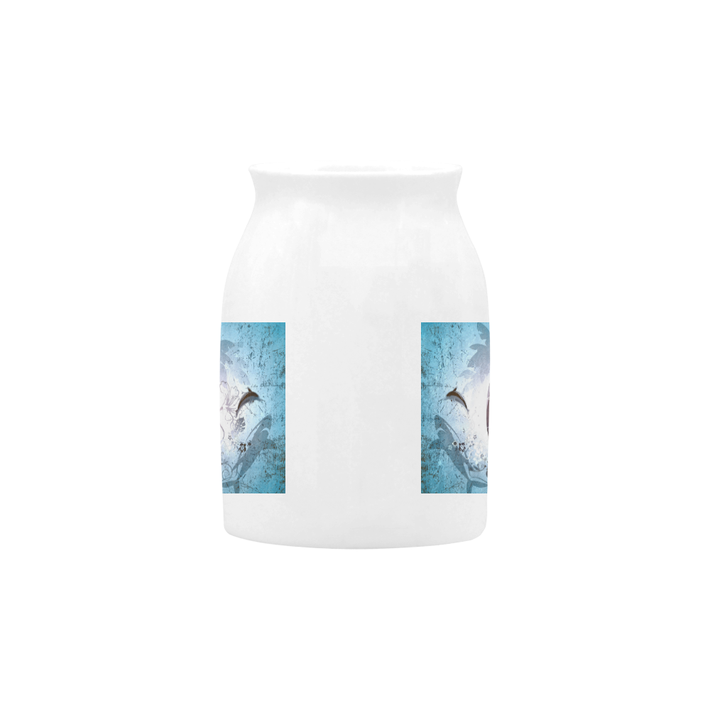 Surfing, surfboard and sharks Milk Cup (Small) 300ml