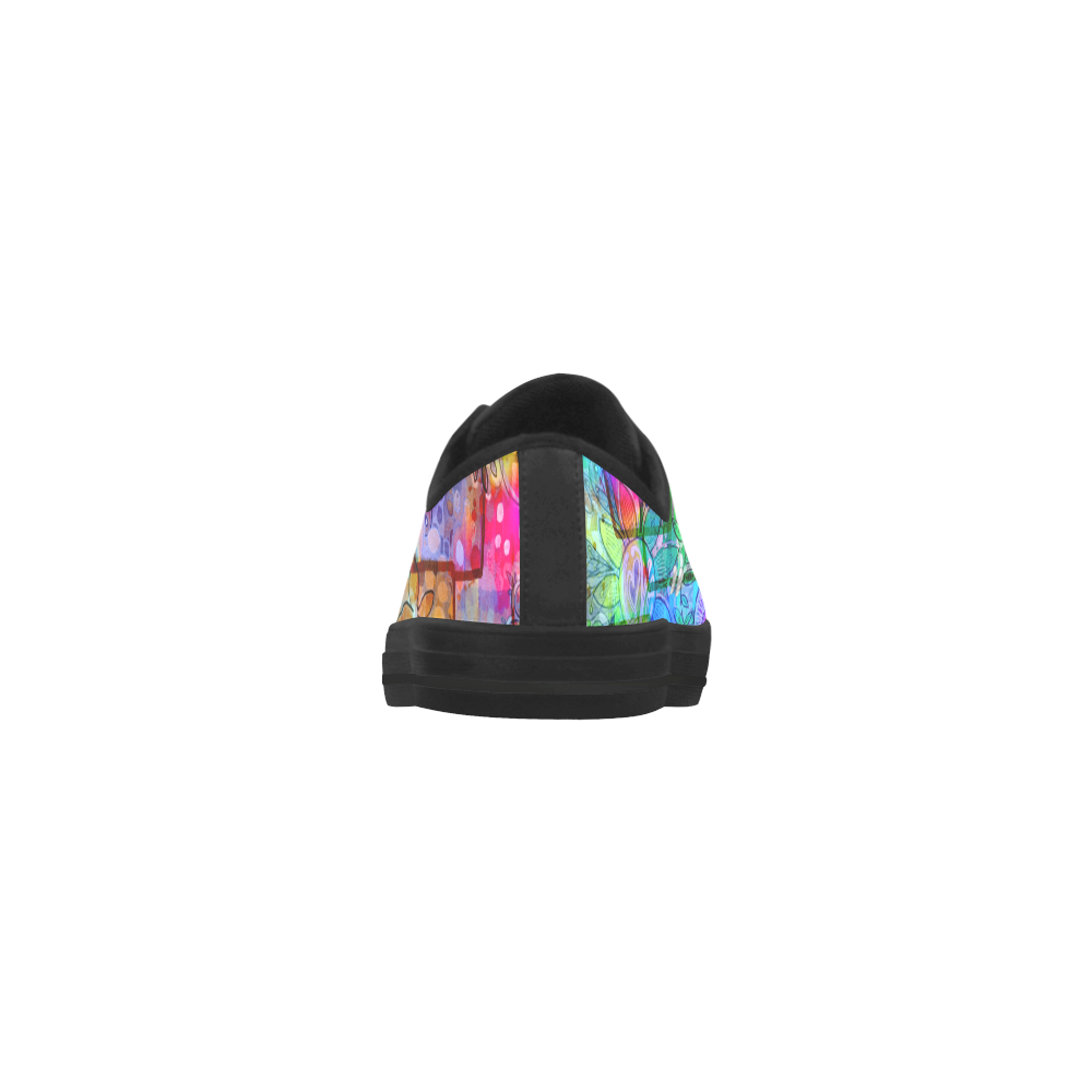 Rainbow Floral Doodle Aquila Microfiber Leather Women's Shoes/Large Size (Model 031)