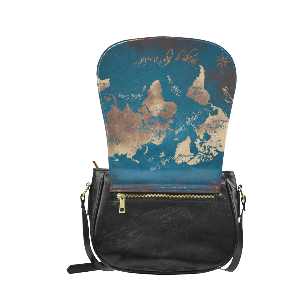 world map Classic Saddle Bag/Large (Model 1648)