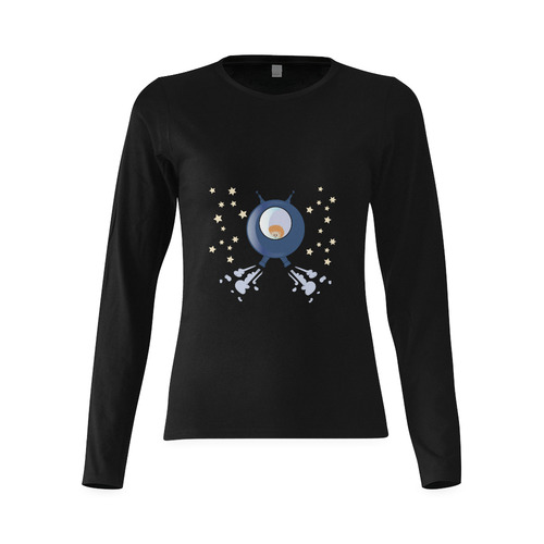 Hedgehog in space. spacecraft. Sunny Women's T-shirt (long-sleeve) (Model T07)
