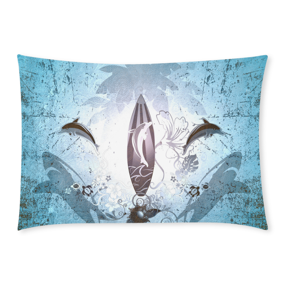 Surfing, surfboard and sharks Custom Rectangle Pillow Case 20x30 (One Side)
