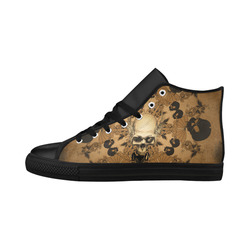 Skull with skull mandala on the background Aquila High Top Microfiber Leather Men's Shoes/Large Size (Model 032)