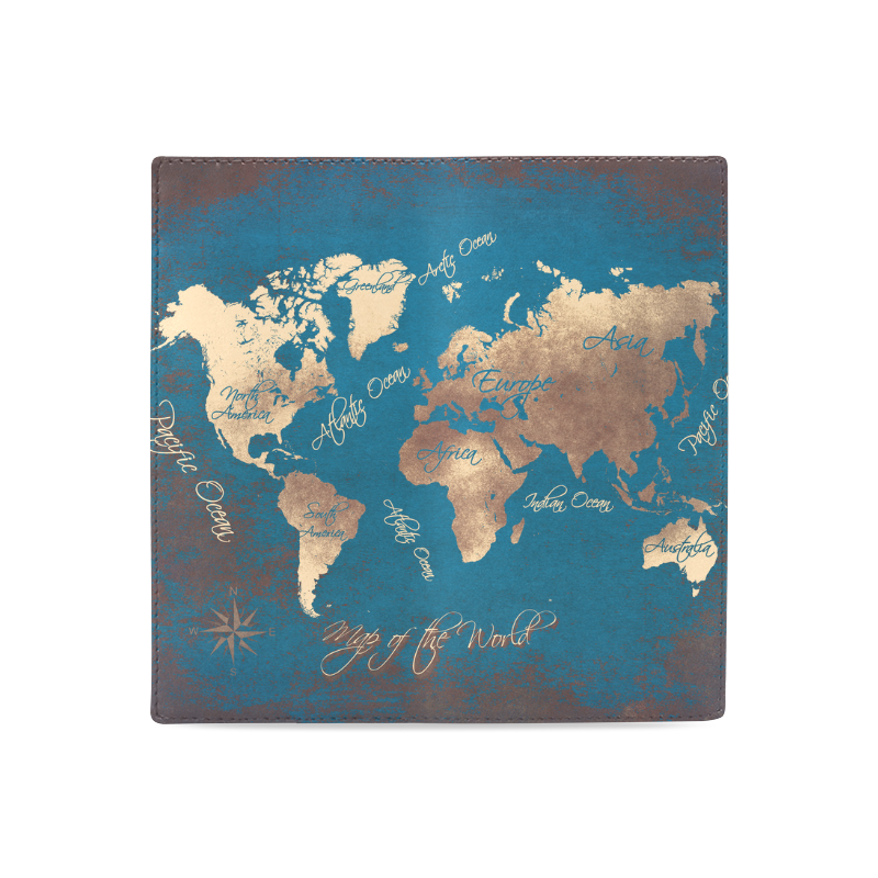 world map Women's Leather Wallet (Model 1611)