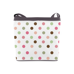 Large Pink Brown Green Polka Dots, Pastel Spotted Design Crossbody Bags (Model 1613)