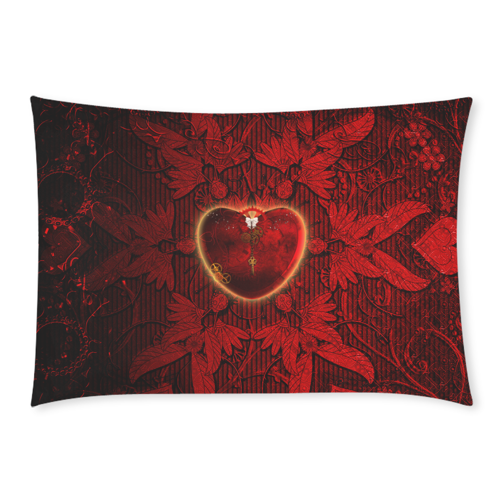 Heart on vintage background Custom Rectangle Pillow Case 20x30 (One Side)