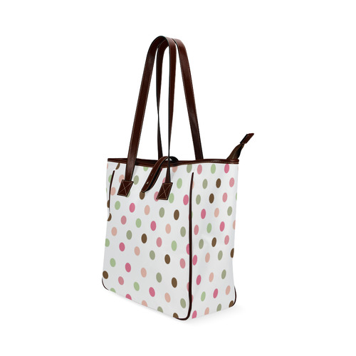 Large Pink Brown Green Polka Dots, Pastel Spotted Design Classic Tote Bag (Model 1644)