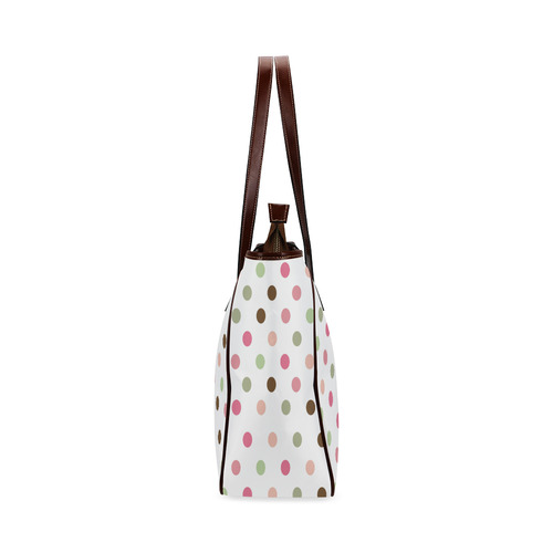 Large Pink Brown Green Polka Dots, Pastel Spotted Design Classic Tote Bag (Model 1644)