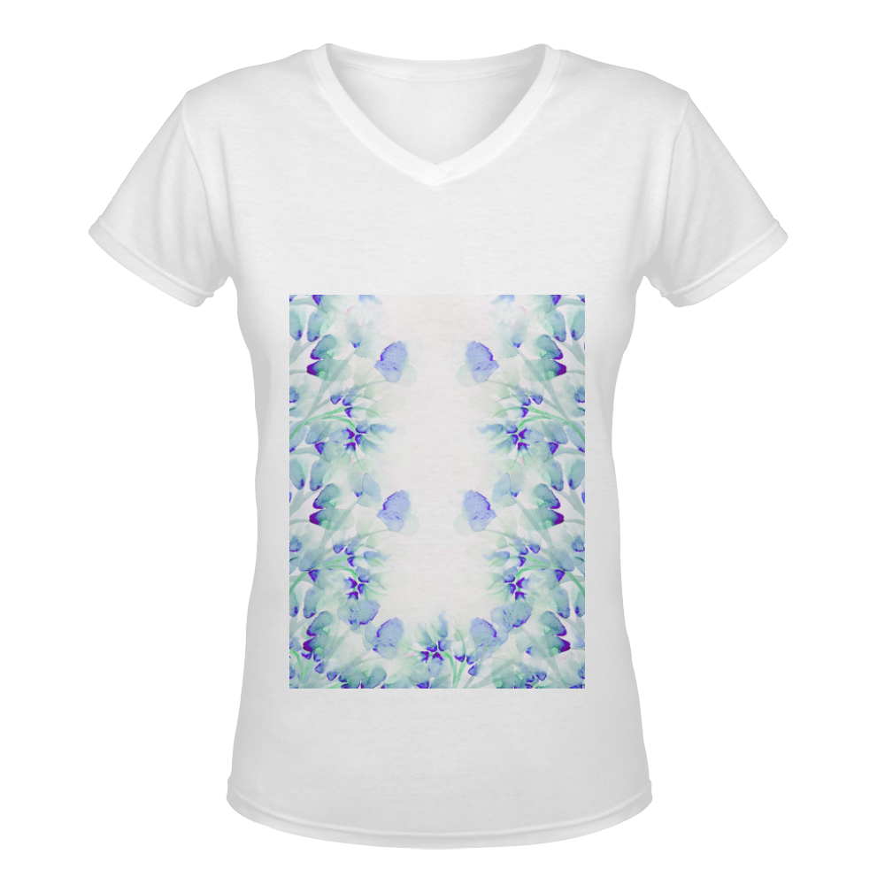 flowers in the wind green Women's Deep V-neck T-shirt (Model T19)
