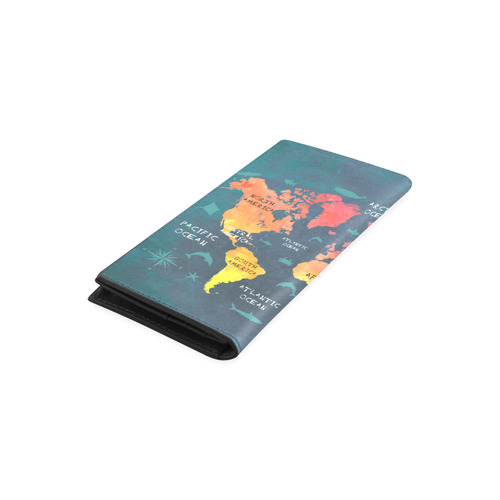 world map Women's Leather Wallet (Model 1611)