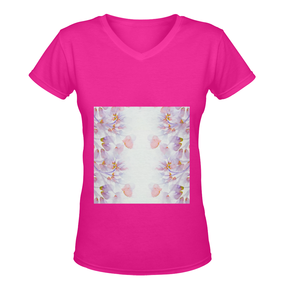 flowers in the wind purple Women's Deep V-neck T-shirt (Model T19)