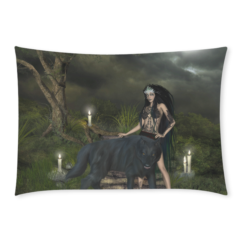 Awesome wolf with fairy Custom Rectangle Pillow Case 20x30 (One Side)