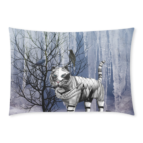 Wonderful tiger in the snow landscape Custom Rectangle Pillow Case 20x30 (One Side)