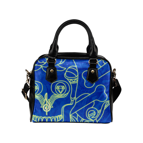 music Blue Shoulder Handbag (Model 1634)