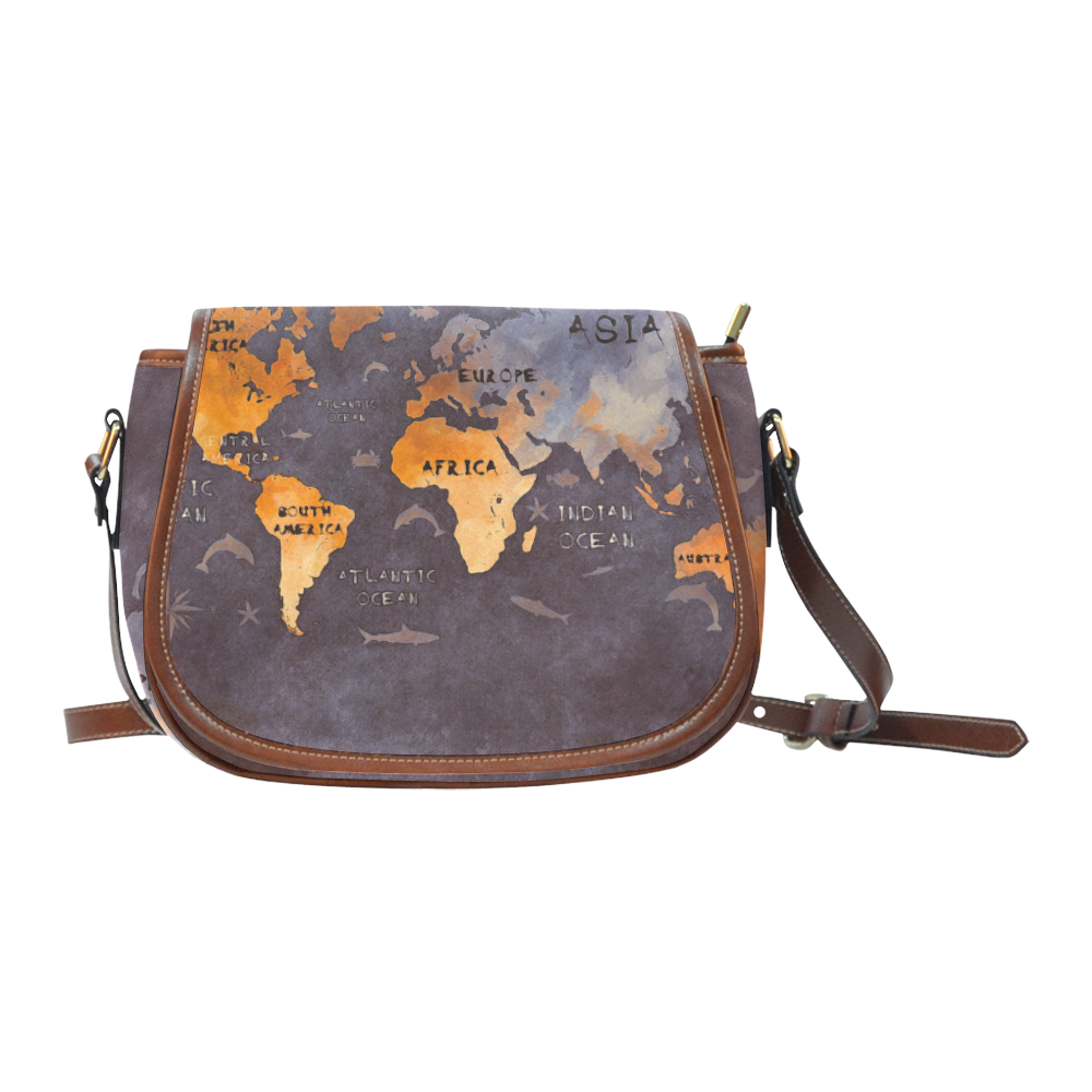 world map Saddle Bag/Large (Model 1649)
