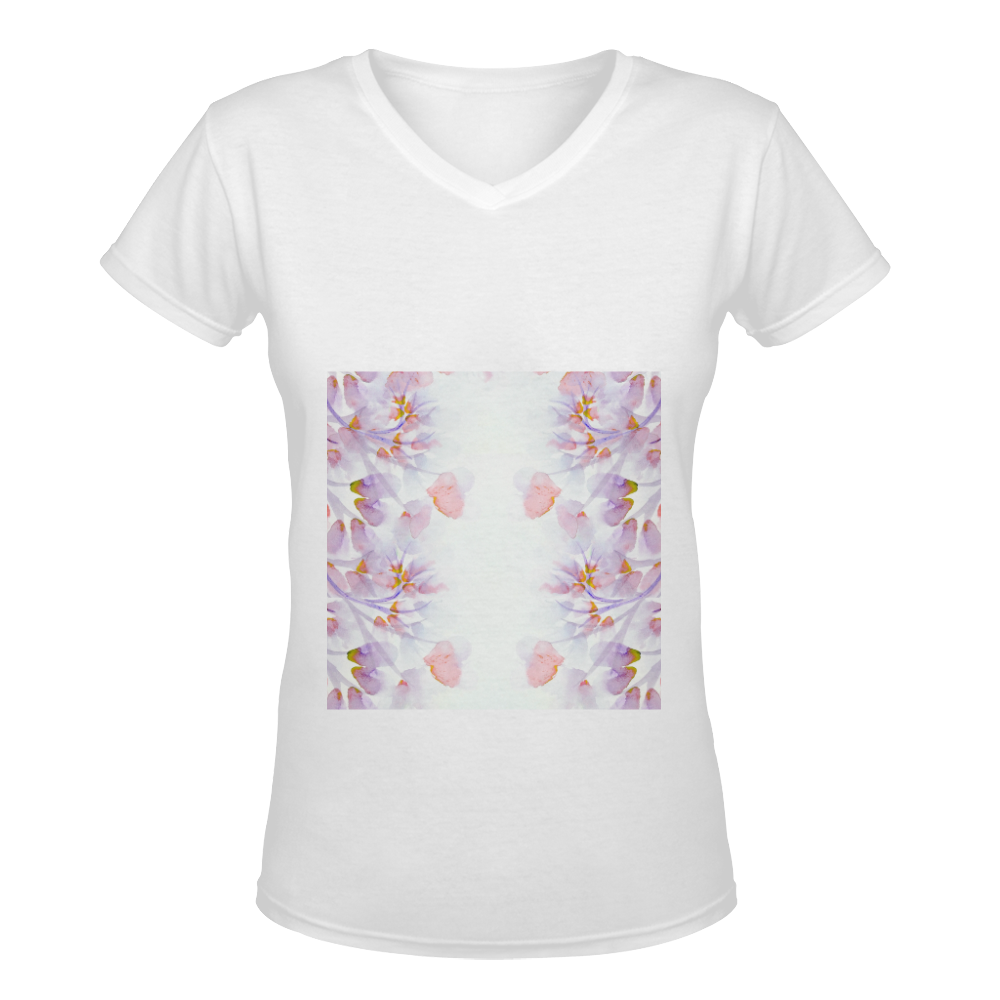 flowers in the wind purple Women's Deep V-neck T-shirt (Model T19)