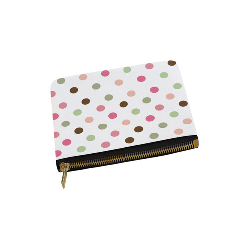 Large Pink Brown Green Polka Dots, Pastel Spotted Design Carry-All Pouch 6''x5''