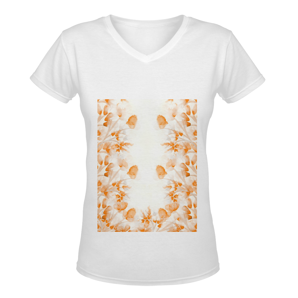 flowers in the wind orange Women's Deep V-neck T-shirt (Model T19)