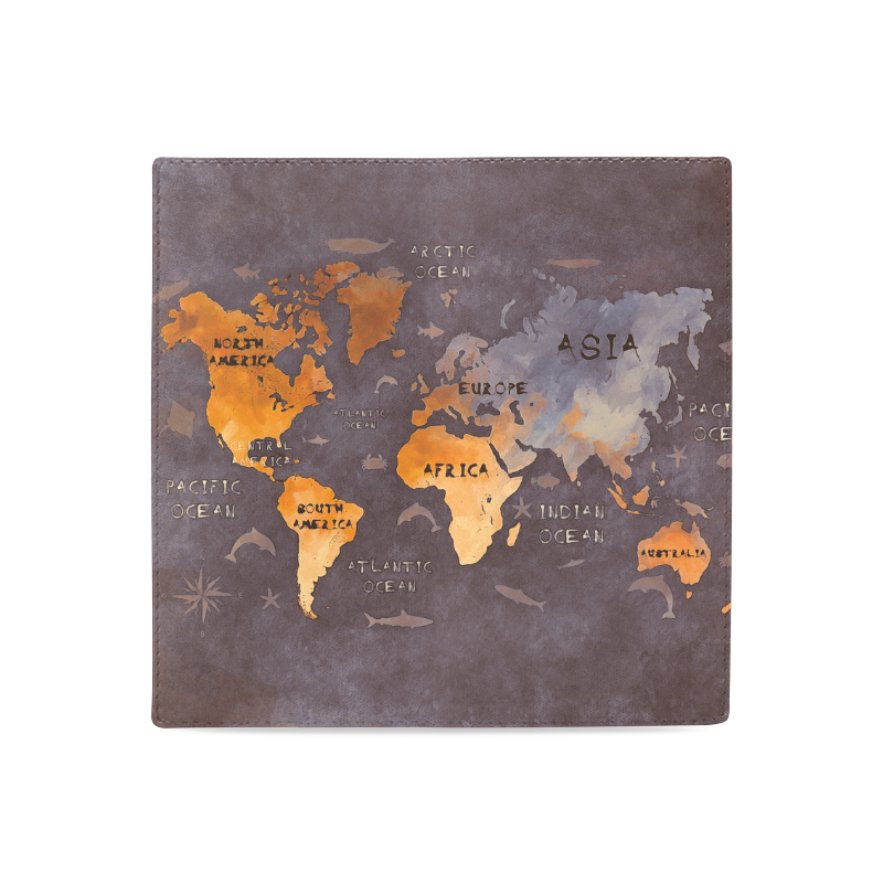world map Women's Leather Wallet (Model 1611)
