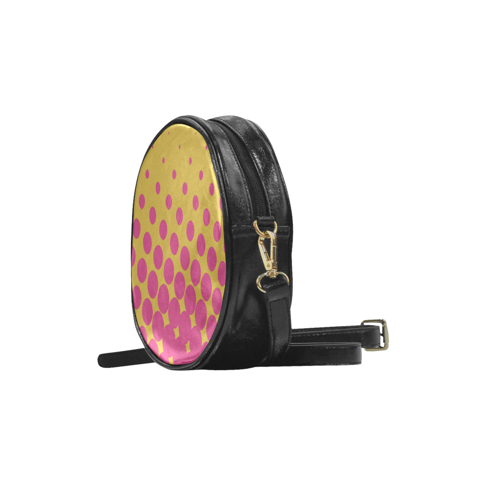 Shoulderbag - Pink Meets Yellow Round Sling Bag (Model 1647)