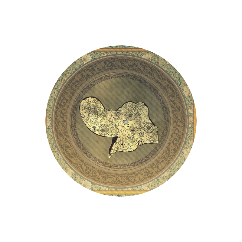 Mandala of cute elephant Round Mousepad