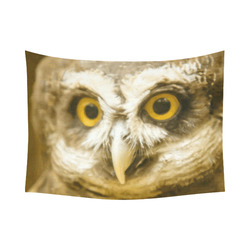 Owl With Golden Eyes Nature Art Cotton Linen Wall Tapestry 80"x 60"