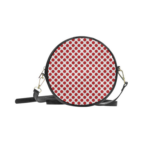 Sholderbag - Red Dots on White Round Sling Bag (Model 1647)