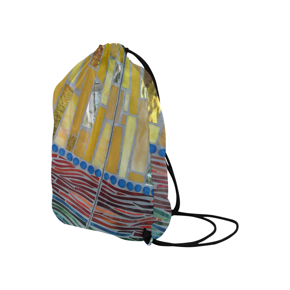 yellow mosaic Large Drawstring Bag Model 1604 (Twin Sides)  16.5"(W) * 19.3"(H)
