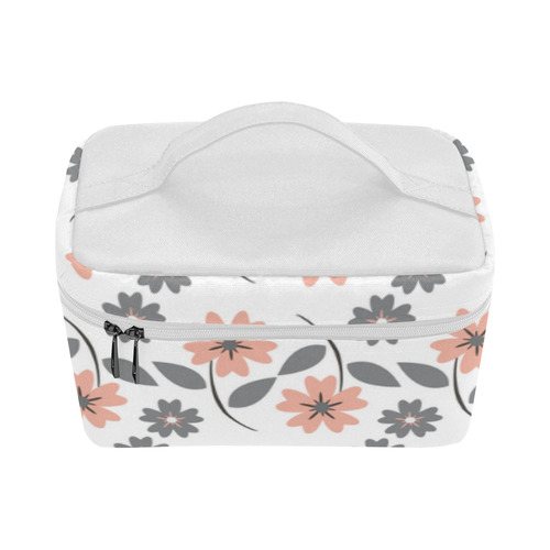 Peach Flowers, Grey Flowers, Floral Pattern. Flower Design Cosmetic Bag/Large (Model 1658)