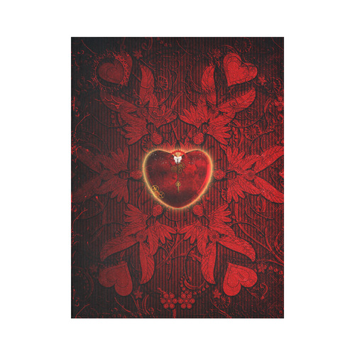 Heart on vintage background Cotton Linen Wall Tapestry 60"x 80"