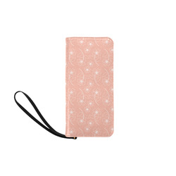 Peach Pink Flower White Outline Design, Floral Pattern Women's Clutch Purse (Model 1637)