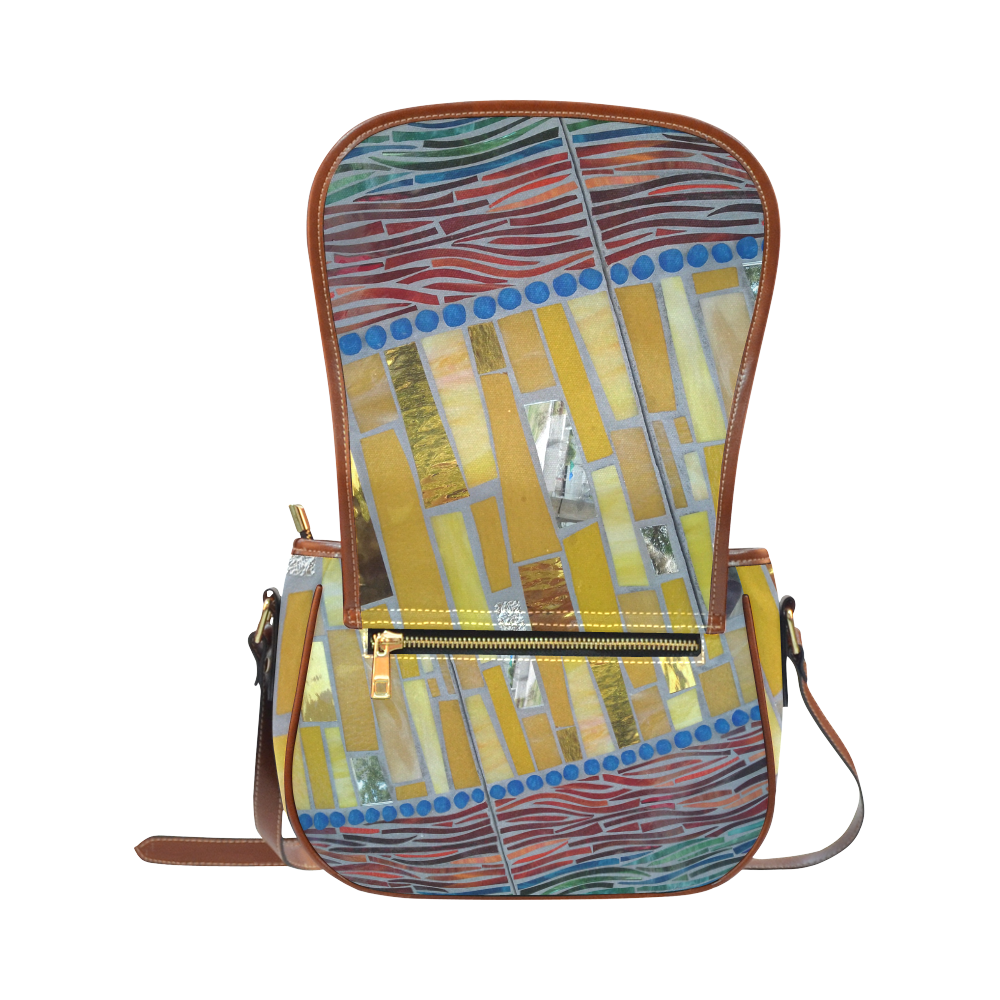 yellow mosaic Saddle Bag/Large (Model 1649)