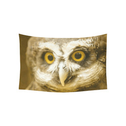 Owl With Golden Eyes Nature Art Cotton Linen Wall Tapestry 60"x 40"