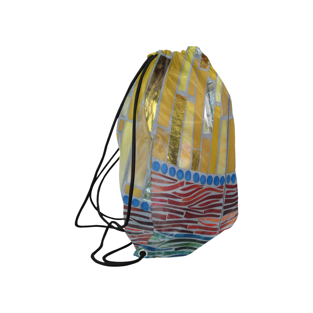 yellow mosaic Large Drawstring Bag Model 1604 (Twin Sides)  16.5"(W) * 19.3"(H)